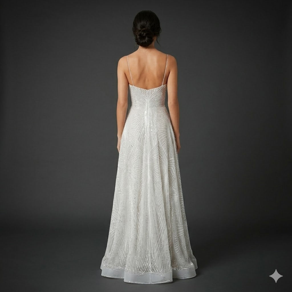 Charlotte White Sequin Maxi Dress