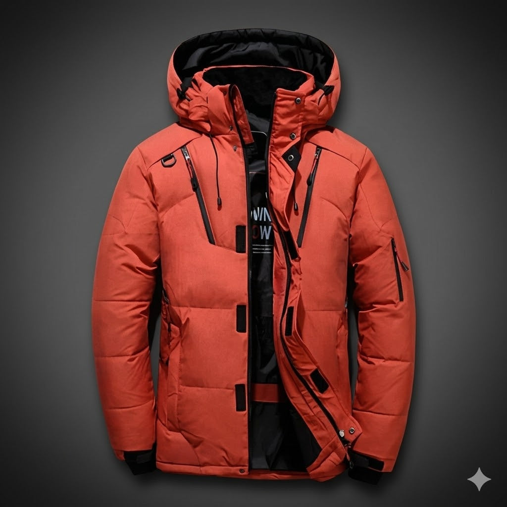 Waterproof Winter Jacket for Men + Thermal Insulation + Polyester Blend + Ideal for Outdoor Activities - Red
