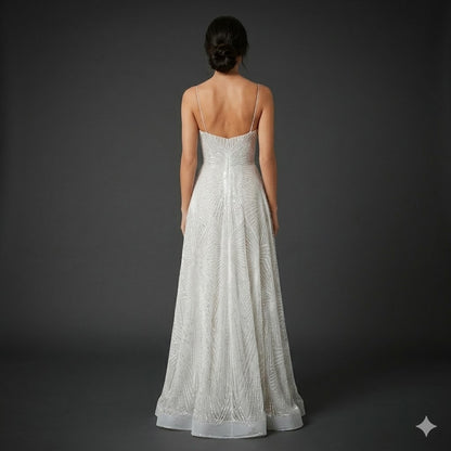 Charlotte White Sequin Maxi Dress