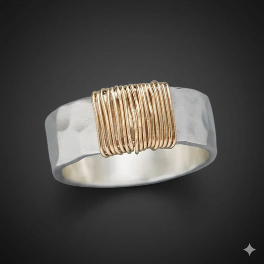 Vintage Goldfaden Ring with Silver Finish - Elegant Handmade Jewelry for Ladies