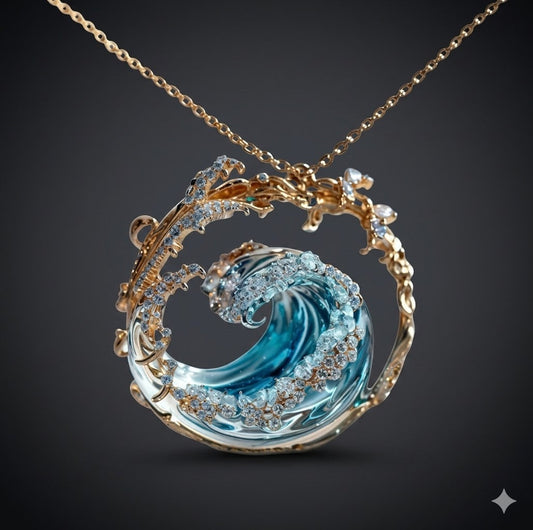 Handcrafted Necklace, Ocean's Oath, High-Quality Jewelry for Women - Gold