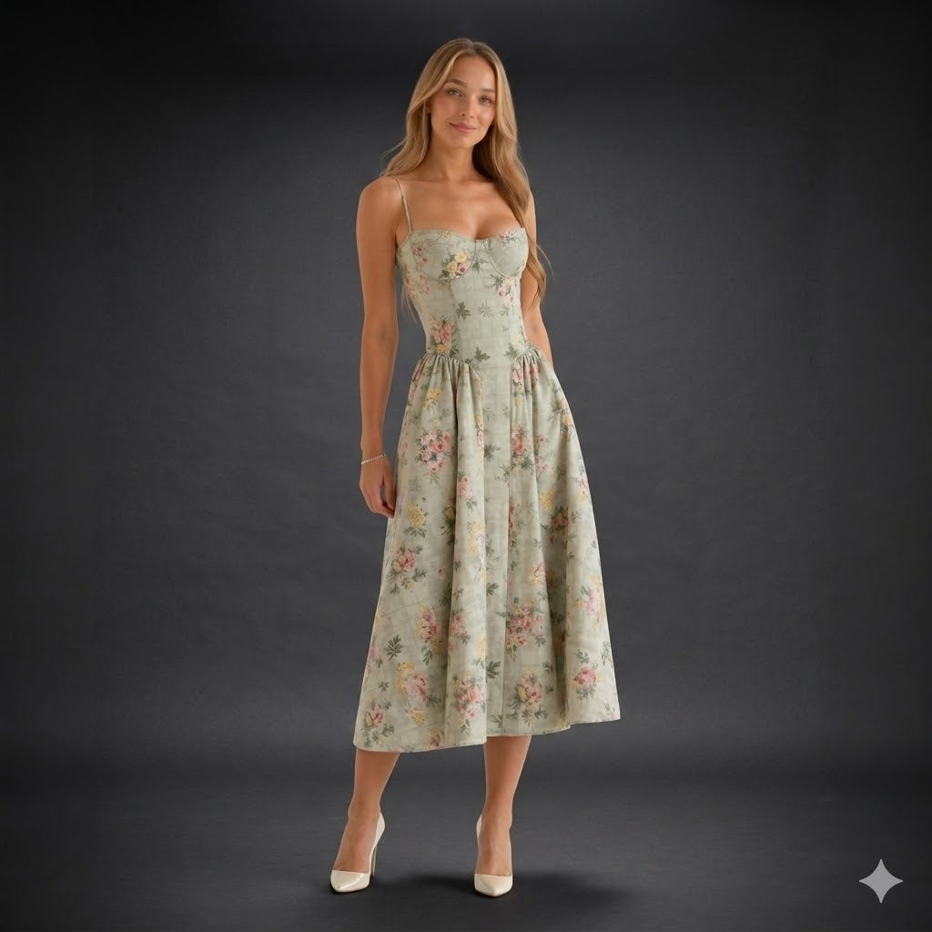Freya Floral Corset Midi Dress