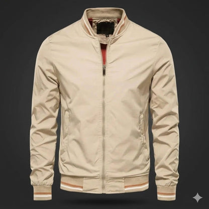 Men's Lightweight Bomber Jacket Sporty Style Breathable Fabric Casual Wear - Dark Blue